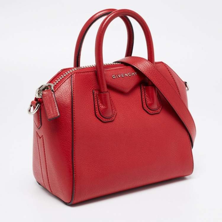 Pre Owned Givenchy Red Leather Mini Antigona Satchel