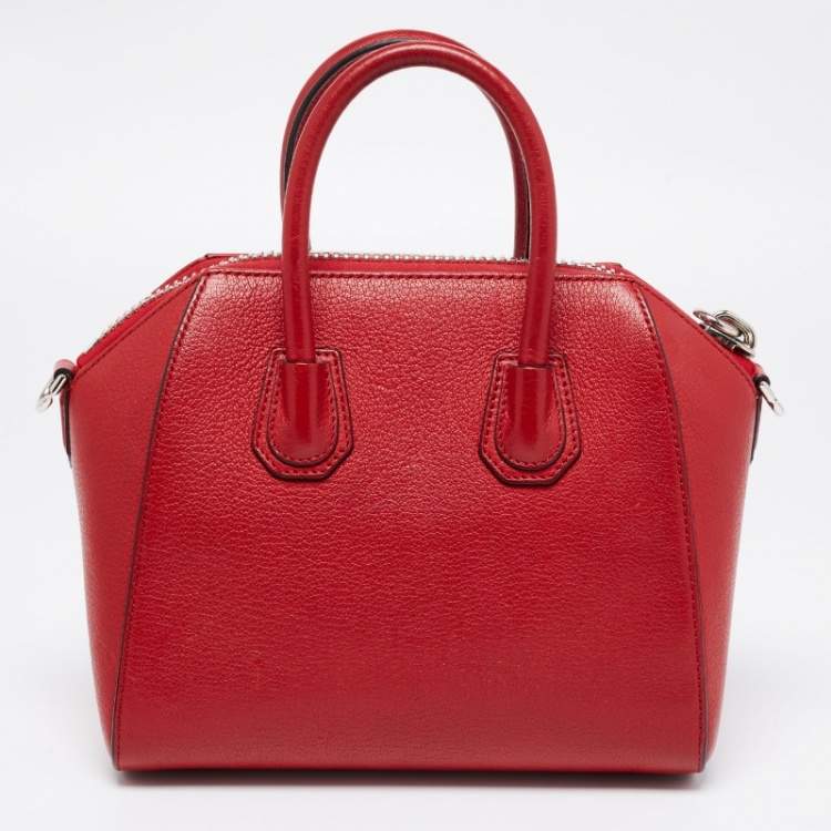 Pre Owned Givenchy Red Leather Mini Antigona Satchel