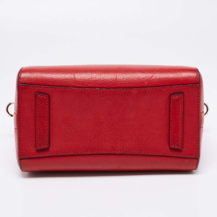 Pre Owned Givenchy Red Leather Mini Antigona Satchel