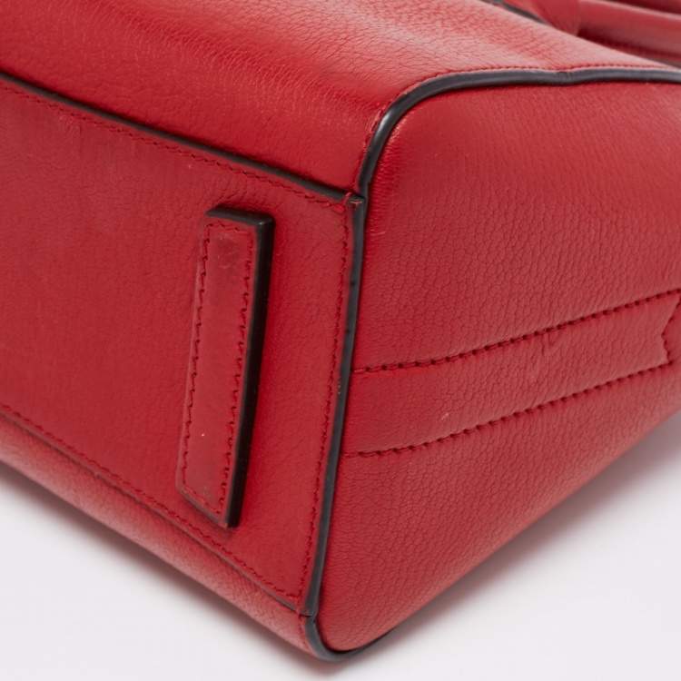 Pre Owned Givenchy Red Leather Mini Antigona Satchel