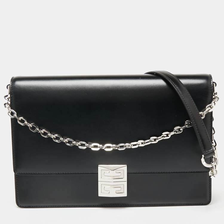 Pre Owned Givenchy Black Leather 4G Chain Shoulder Bag