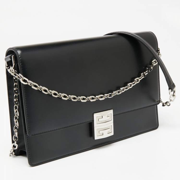 Pre Owned Givenchy Black Leather 4G Chain Shoulder Bag