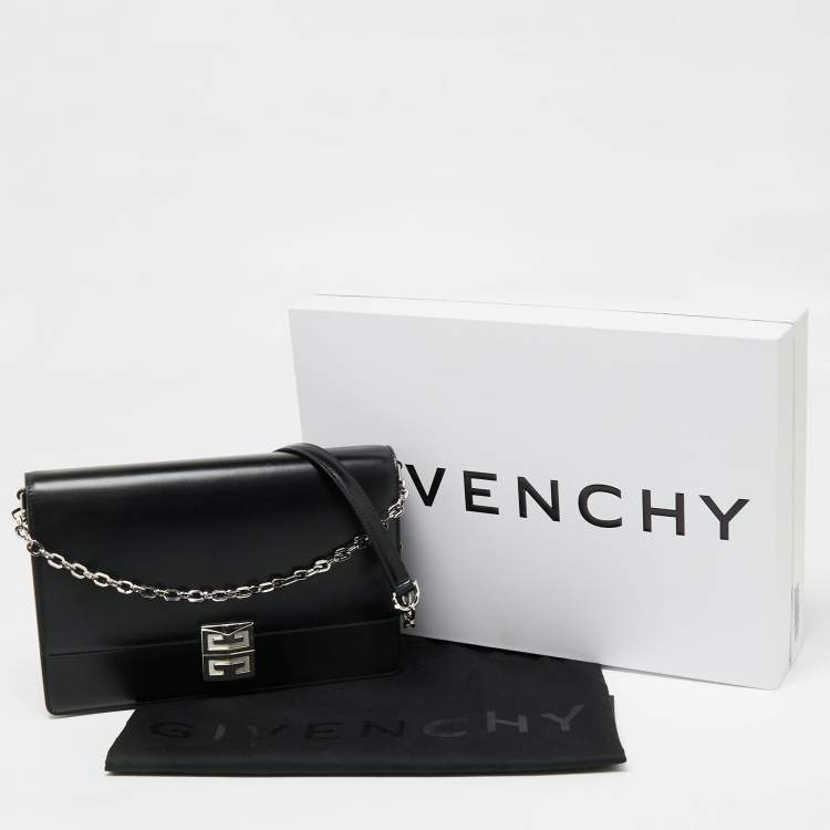 Pre Owned Givenchy Black Leather 4G Chain Shoulder Bag