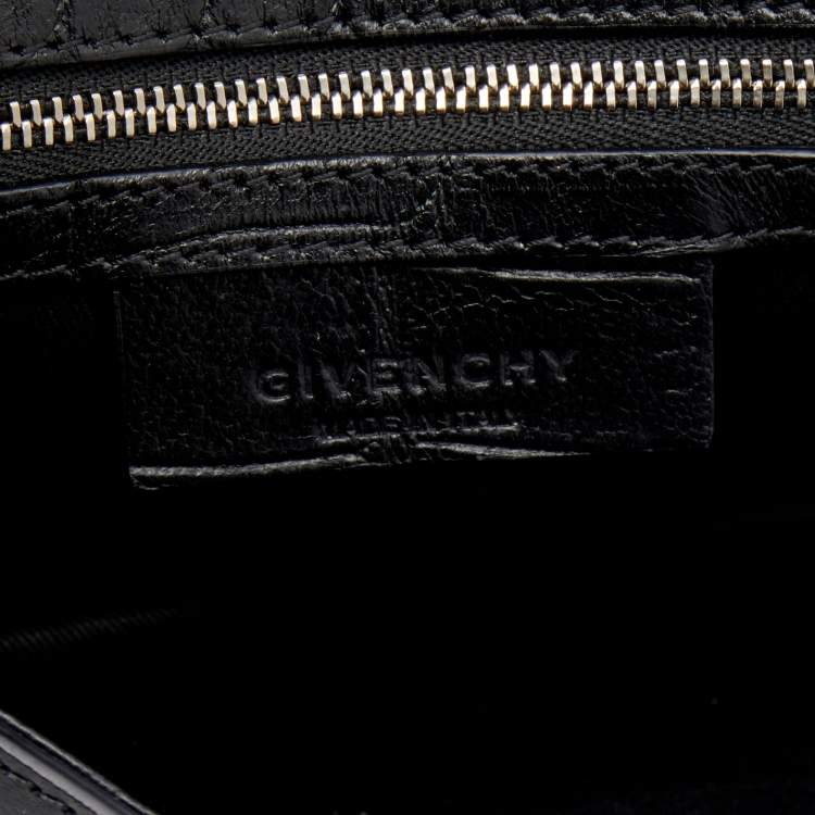 Pre Owned Givenchy Black Croc Embossed Leather Shark Lock Chain Shoulder Bag