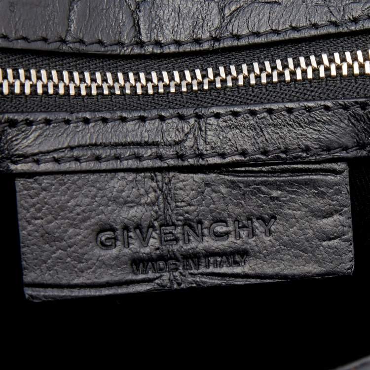 Pre Owned Givenchy Black Croc Embossed Leather Shark Lock Chain Shoulder Bag