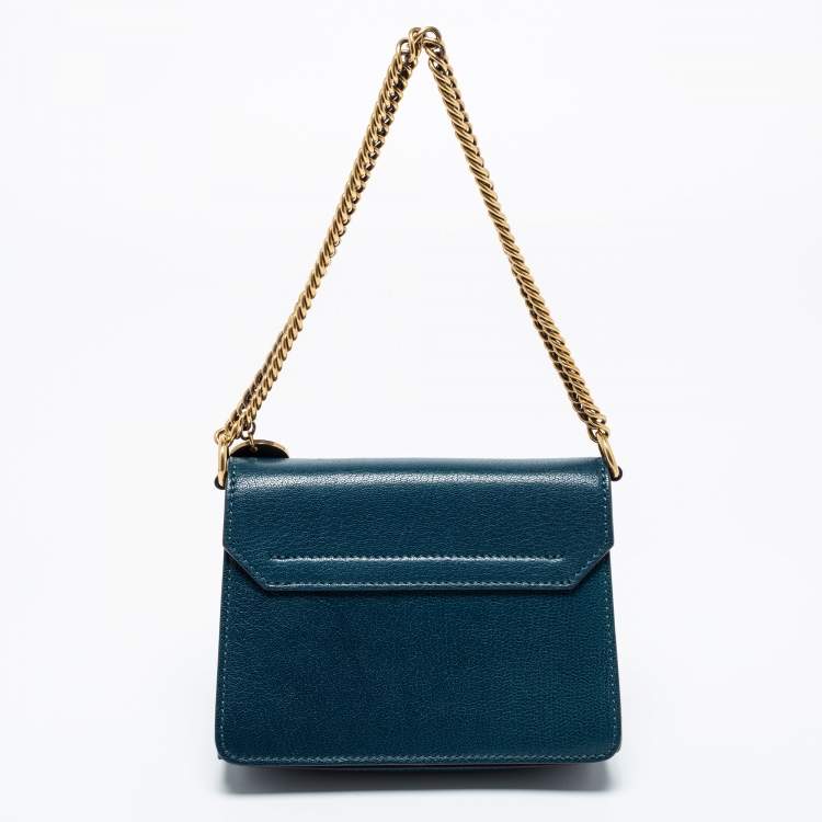 Pre Owned Givenchy Blue/Black Leather And Suede Mini GV3 Shoulder Bag