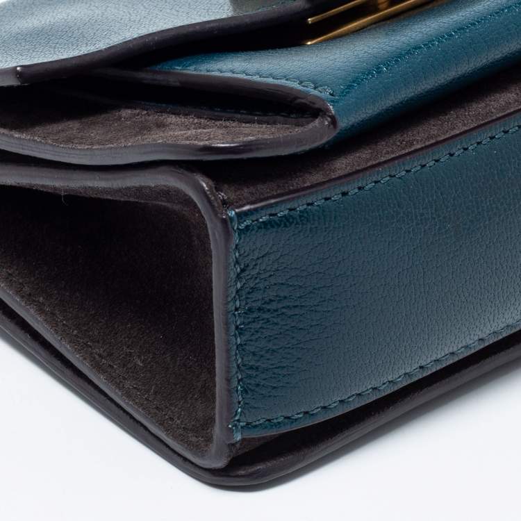 Pre Owned Givenchy Blue/Black Leather And Suede Mini GV3 Shoulder Bag