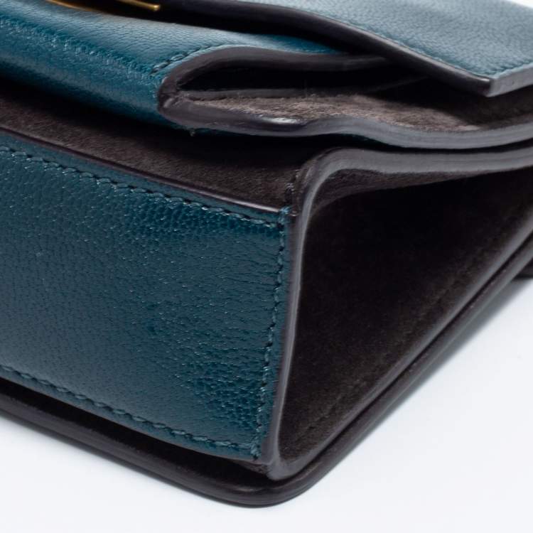 Pre Owned Givenchy Blue/Black Leather And Suede Mini GV3 Shoulder Bag
