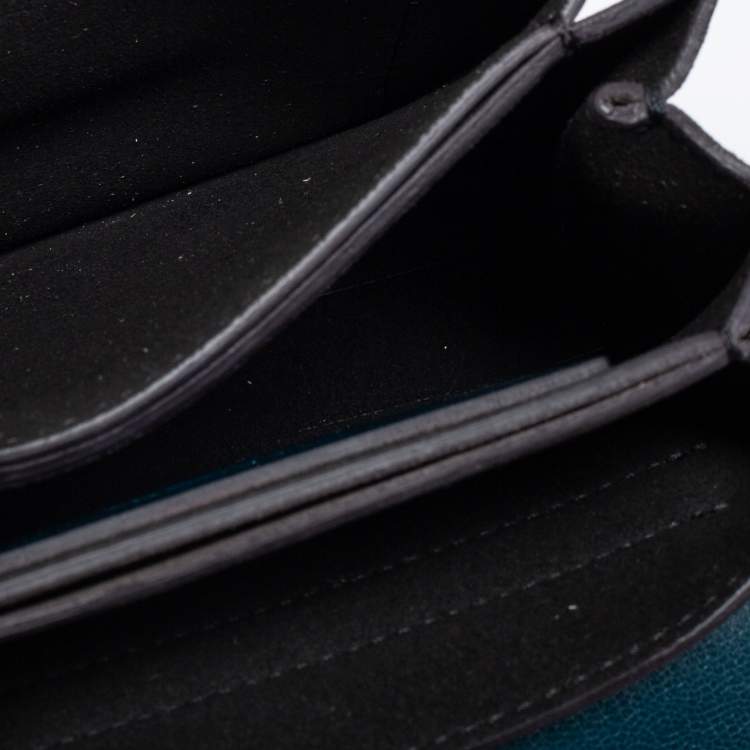 Pre Owned Givenchy Blue/Black Leather And Suede Mini GV3 Shoulder Bag