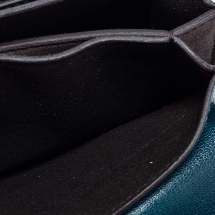 Pre Owned Givenchy Blue/Black Leather And Suede Mini GV3 Shoulder Bag
