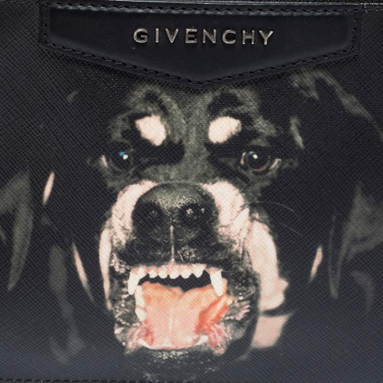 Pre Owned Givenchy Black Coated Canvas Rottweiler Face Pouch