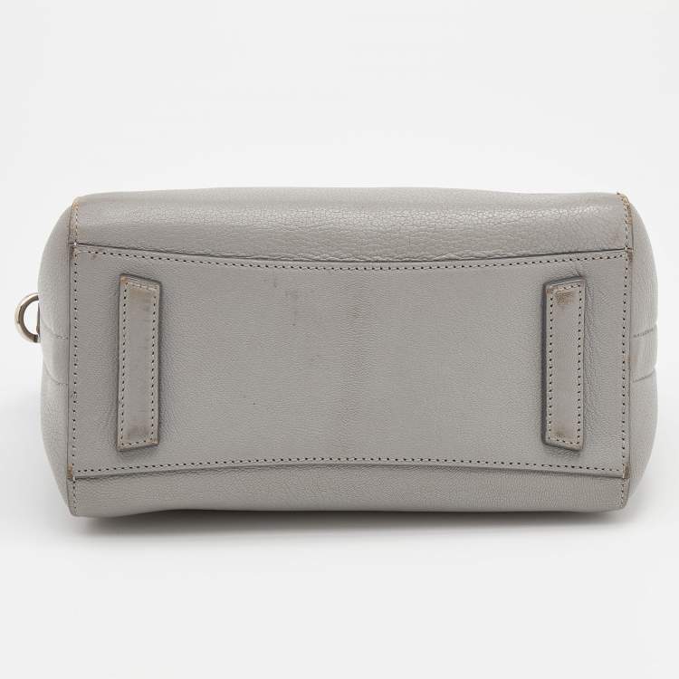 Pre Owned Givenchy Light Grey Leather Mini Antigona Satchel