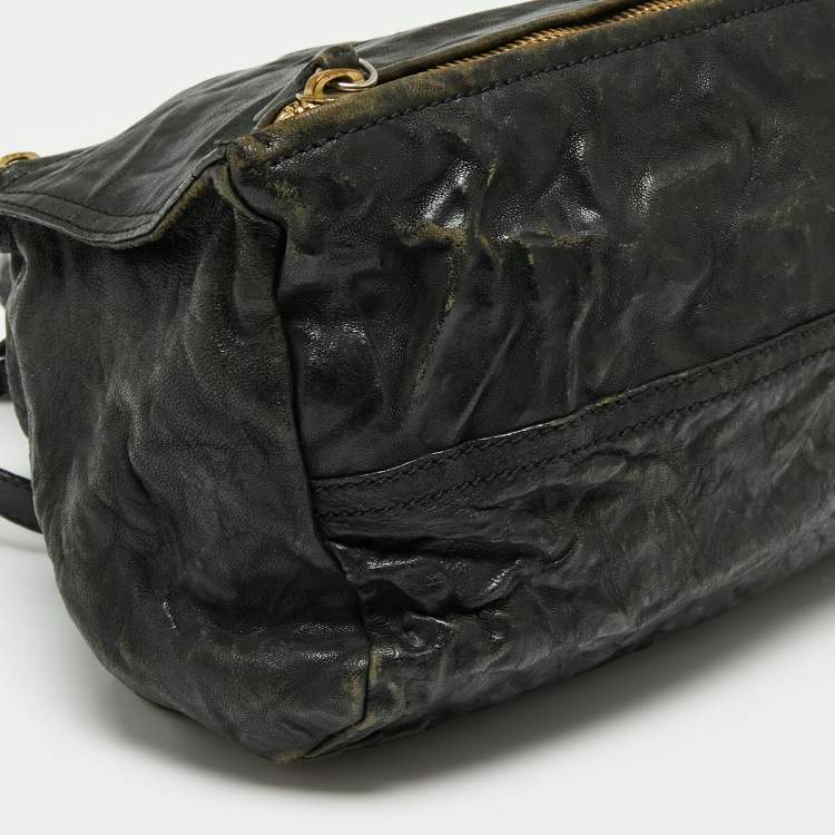 Pre Owned Givenchy Black Crinkled Leather Small Pandora Shoulder Bag
