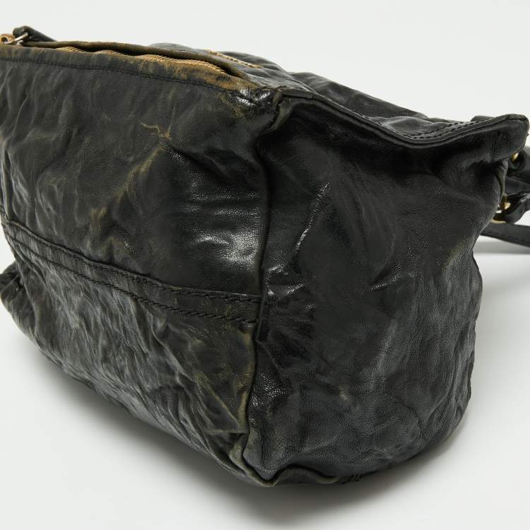Pre Owned Givenchy Black Crinkled Leather Small Pandora Shoulder Bag