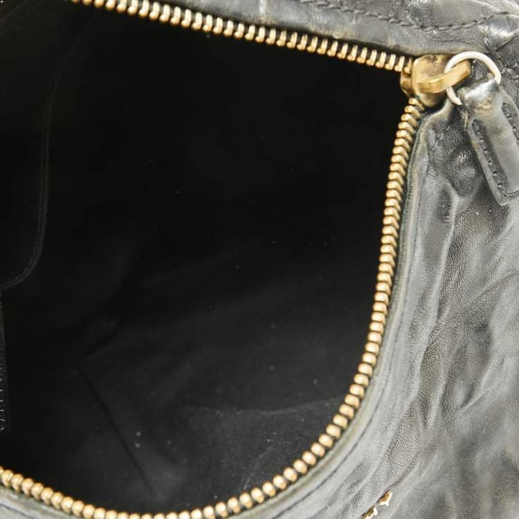 Pre Owned Givenchy Black Crinkled Leather Small Pandora Shoulder Bag