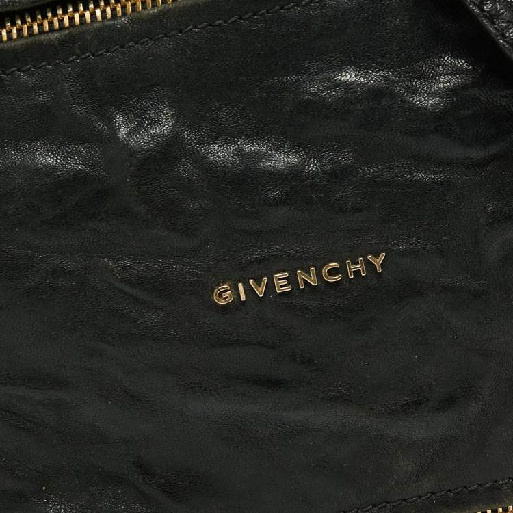 Pre Owned Givenchy Black Crinkled Leather Small Pandora Shoulder Bag