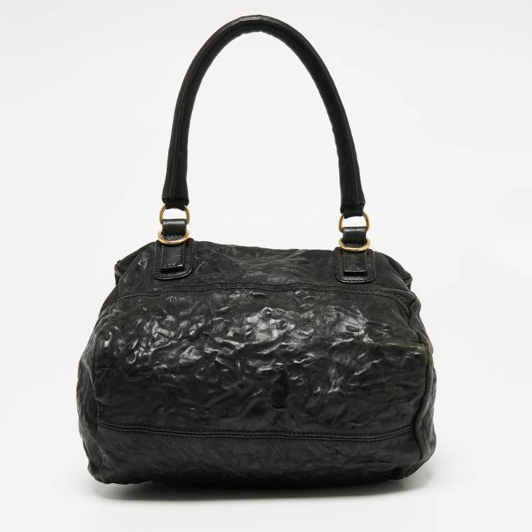 Pre Owned Givenchy Black Crinkled Leather Small Pandora Shoulder Bag
