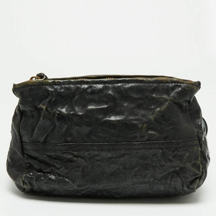 Pre Owned Givenchy Black Crinkled Leather Small Pandora Shoulder Bag