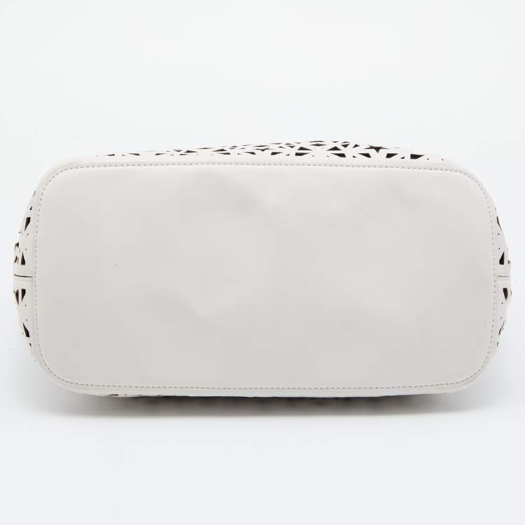 Pre Owned Givenchy White Perforated Leather Small Star Antigona Tote
