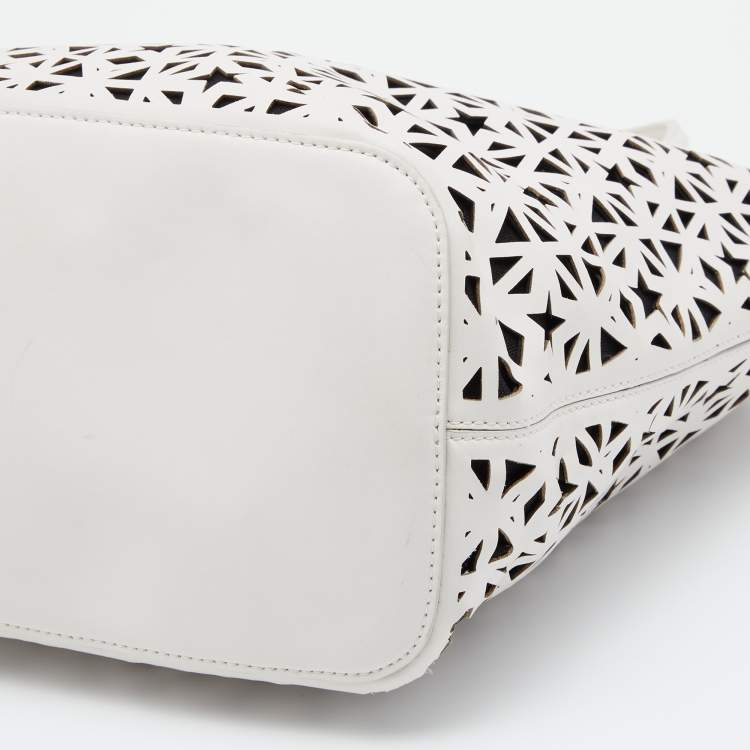 Pre Owned Givenchy White Perforated Leather Small Star Antigona Tote