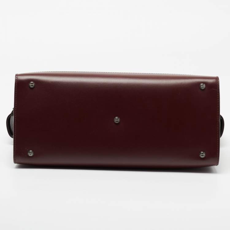 Pre Owned Givenchy Burgundy Leather Medium Horizon Tote
