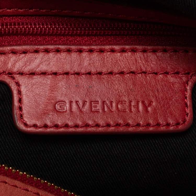 Pre Owned Givenchy Coral Red Pleated Leather Hobo