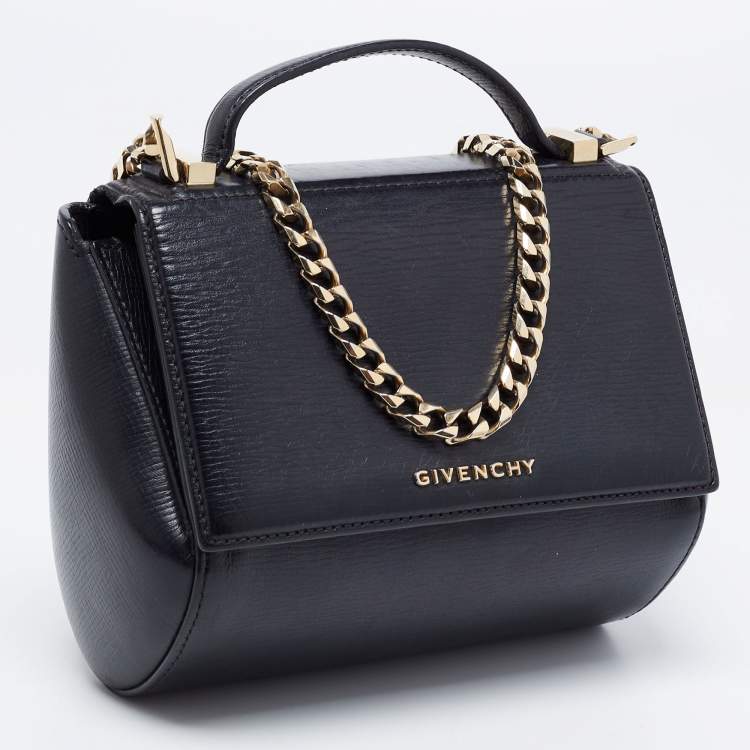 Pre Owned Givenchy Black Leather Mini Pandora Box Crossbody Bag