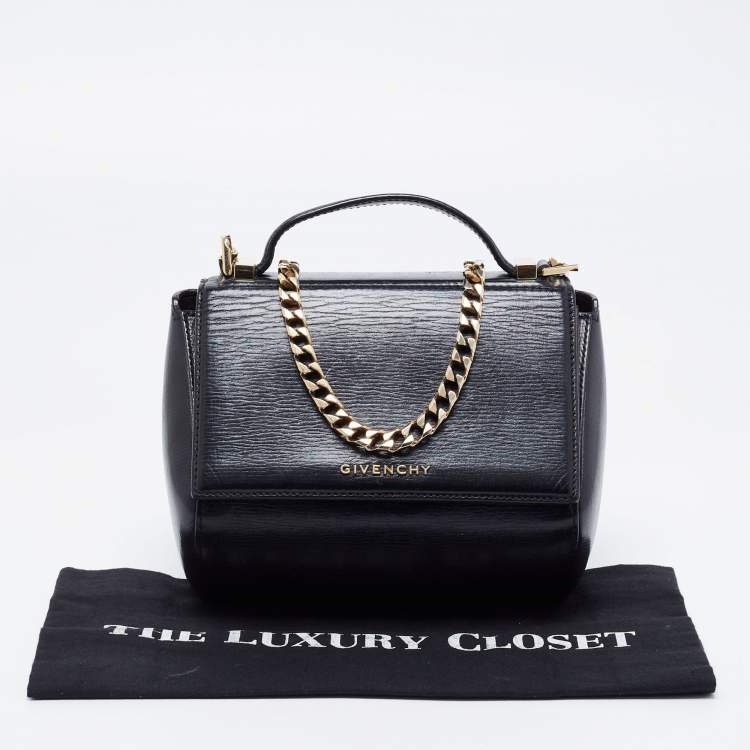Pre Owned Givenchy Black Leather Mini Pandora Box Crossbody Bag