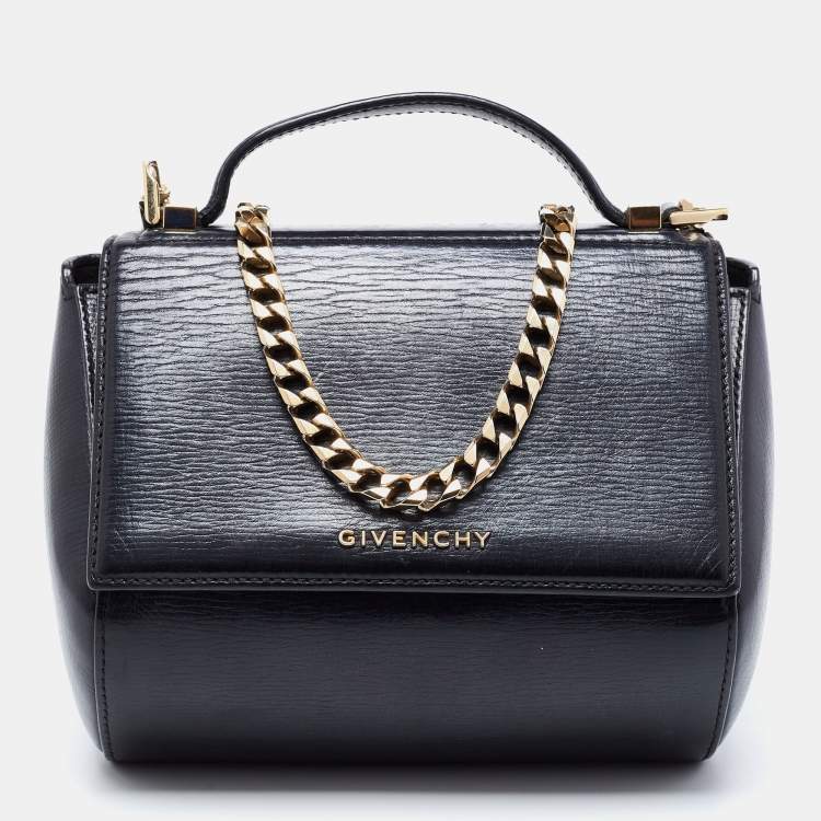 Pre Owned Givenchy Black Leather Mini Pandora Box Crossbody Bag