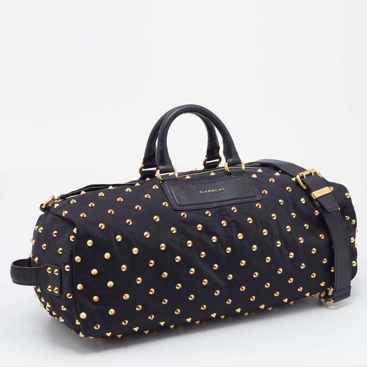 Pre Owned Givenchy Black Nylon And Leather Studded Duffle Bag