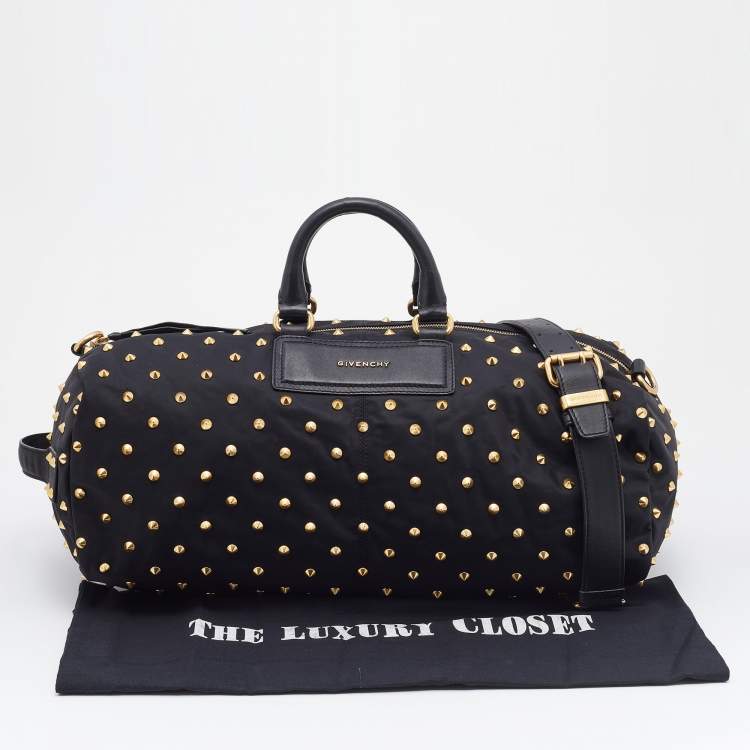 Pre Owned Givenchy Black Nylon And Leather Studded Duffle Bag