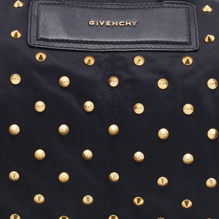 Pre Owned Givenchy Black Nylon And Leather Studded Duffle Bag