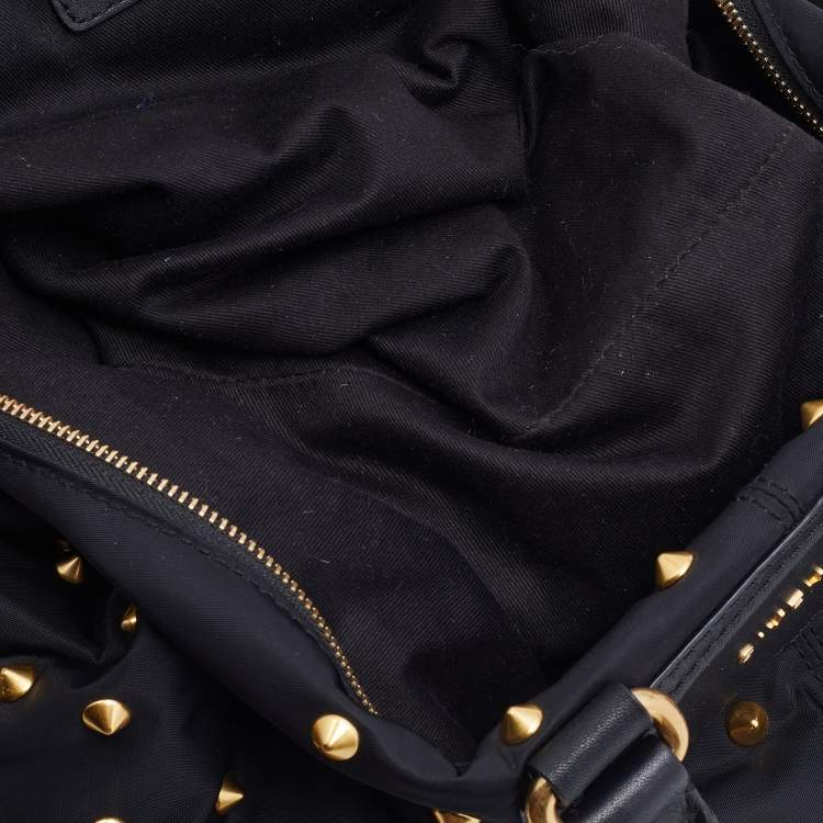 Pre Owned Givenchy Black Nylon And Leather Studded Duffle Bag
