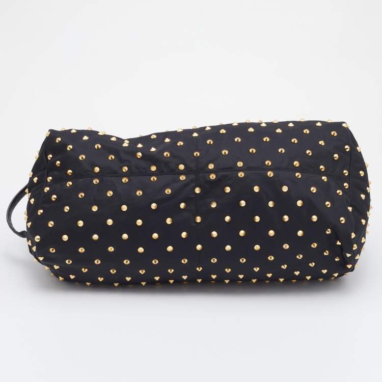 Pre Owned Givenchy Black Nylon And Leather Studded Duffle Bag