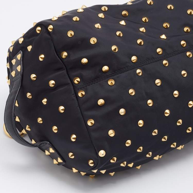 Pre Owned Givenchy Black Nylon And Leather Studded Duffle Bag