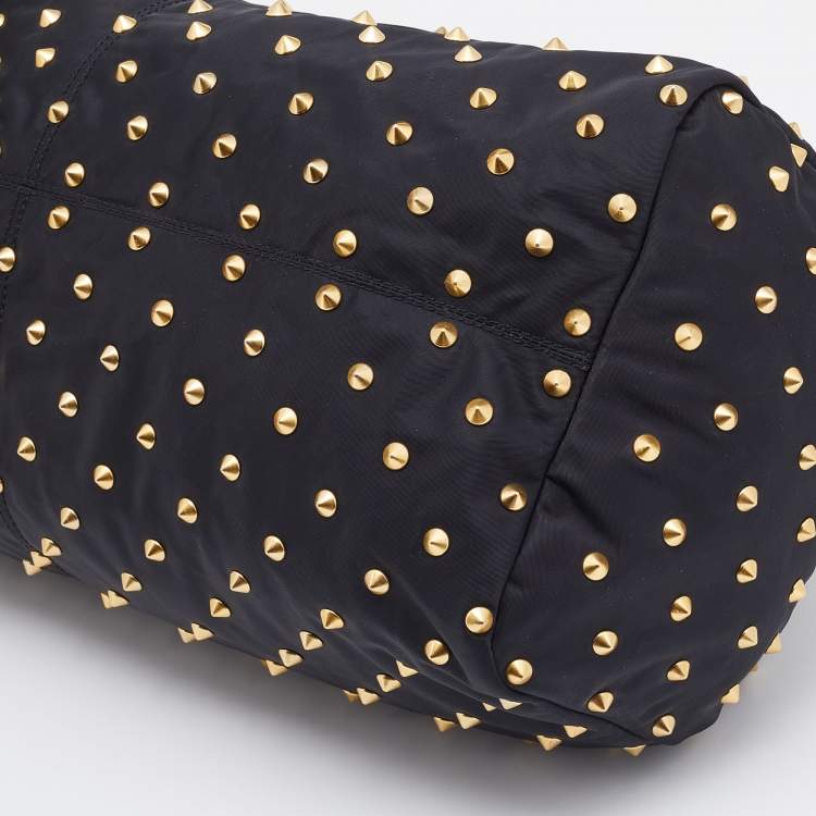 Pre Owned Givenchy Black Nylon And Leather Studded Duffle Bag