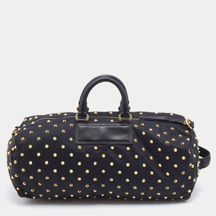 Pre Owned Givenchy Black Nylon And Leather Studded Duffle Bag