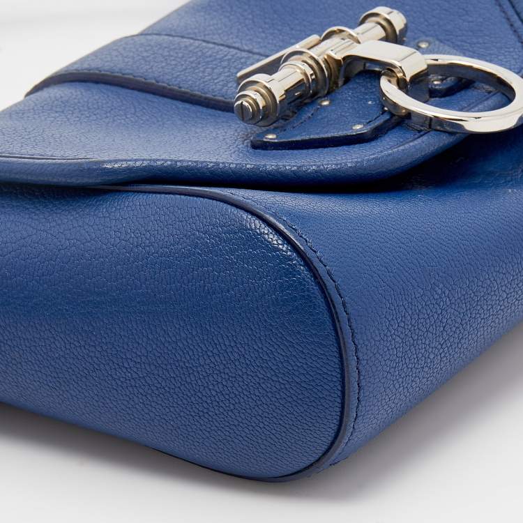 Pre Owned Givenchy Navy Blue Leather Obsedia Flap Shoulder Bag