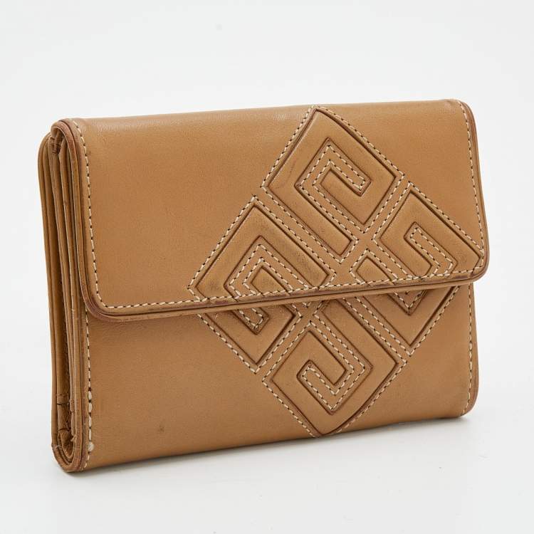 Pre Owned Givenchy Beige Leather Compact Wallet