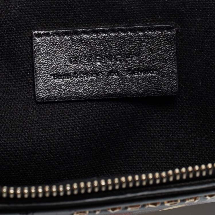 Pre Owned Givenchy Black Textured Leather Bambi Print Zip Antigona Clutch