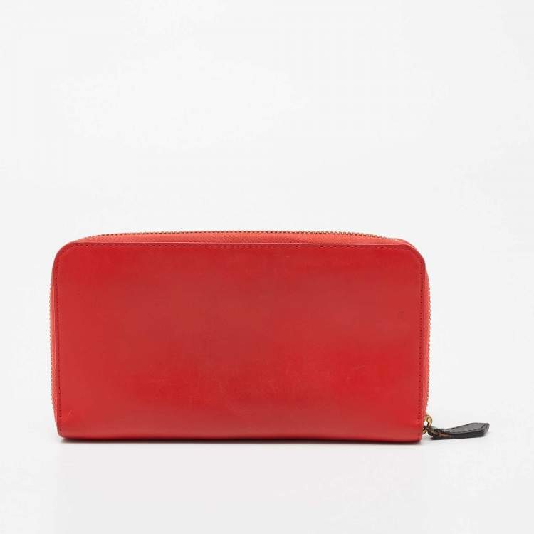 Pre Owned Givenchy Red/Black Leather Antigona Zip Around Wallet