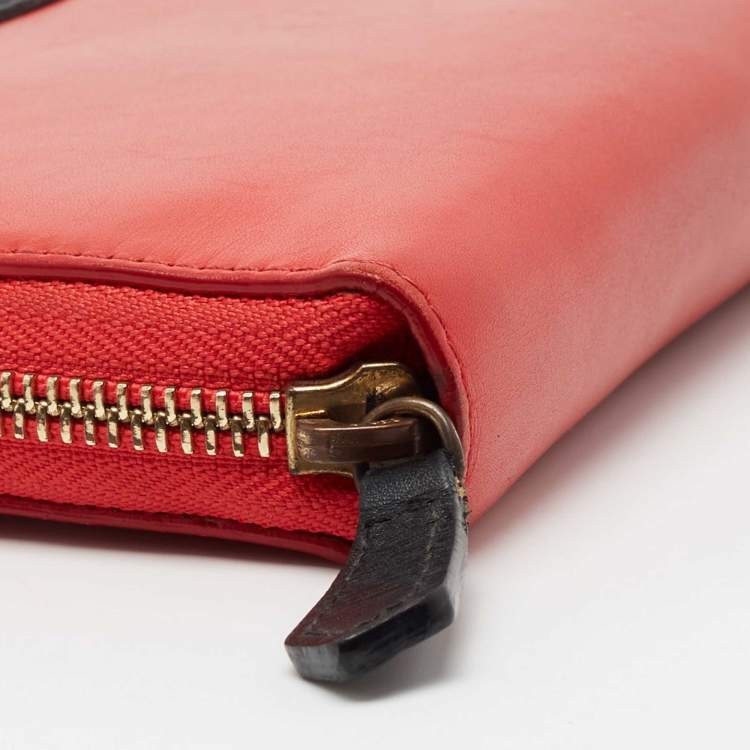 Pre Owned Givenchy Red/Black Leather Antigona Zip Around Wallet