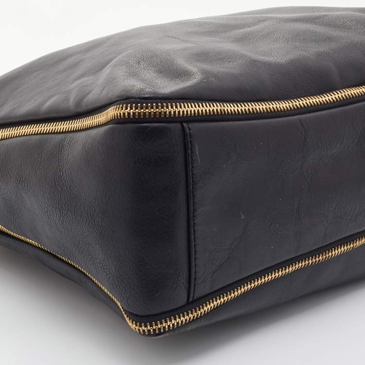 Pre Owned Givenchy Black Leather Zipped Detail Tote