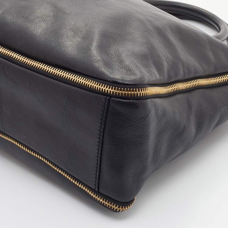 Pre Owned Givenchy Black Leather Zipped Detail Tote