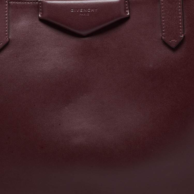 Pre Owned Givenchy Burgundy Leather Antigona Whipstitch Handle Tote 