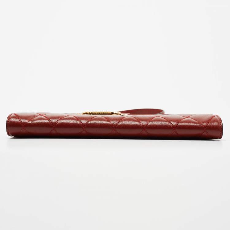 Pre Owned Givenchy Rust Red Quilted Leather Medium Gem Shoulder Bag