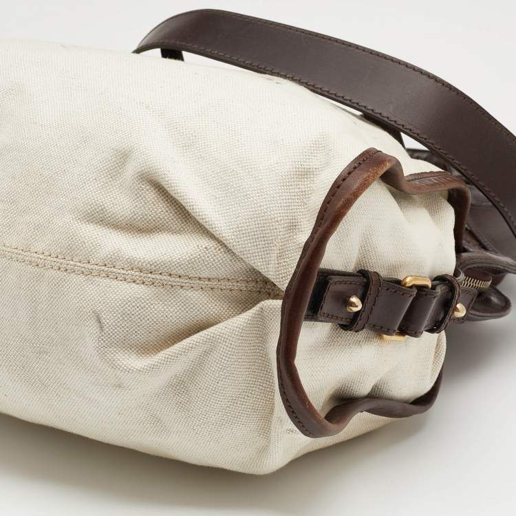 Pre Owned Givenchy Beige/Brown Canvas and Leather Satchel