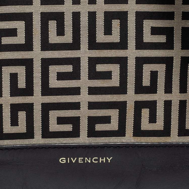 Pre Owned Givenchy Black/Grey Monogram Canvas and Leather Tote