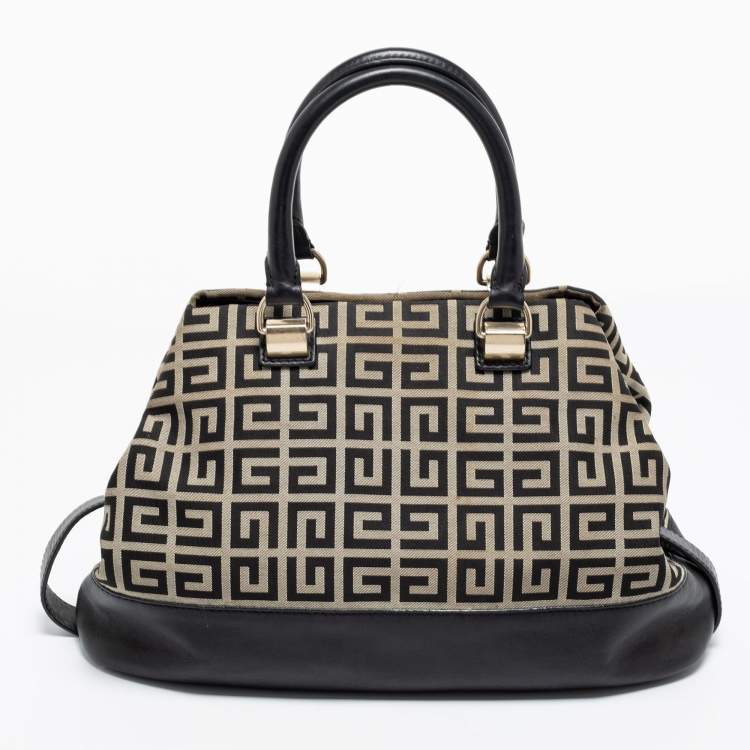 Pre Owned Givenchy Black/Grey Monogram Canvas and Leather Tote