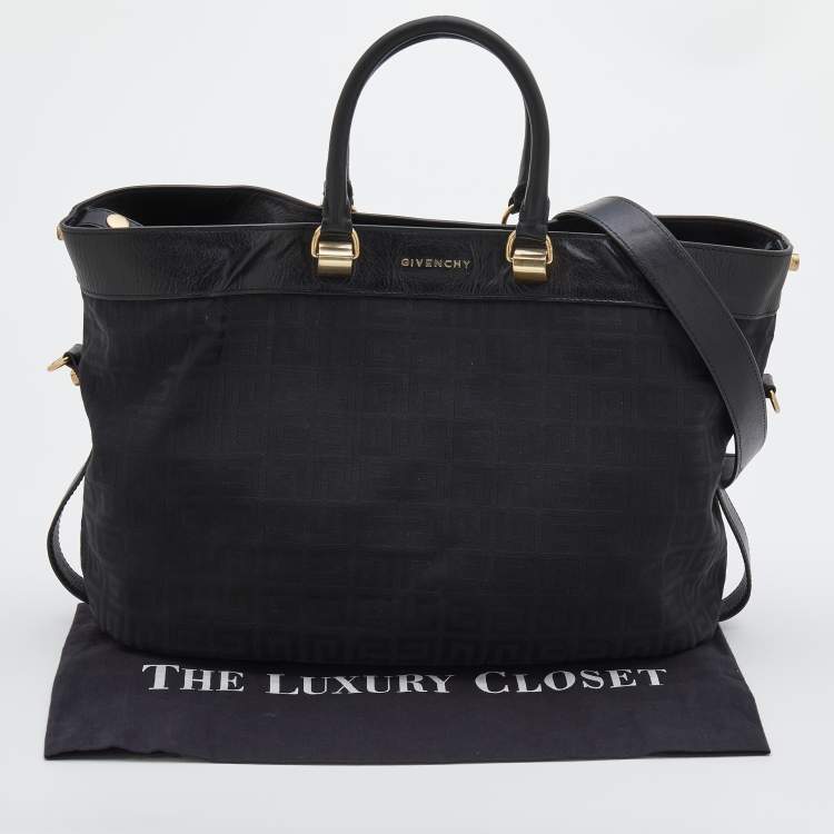 Pre Owned Givenchy Black Monogram Canvas And Leather Tote
